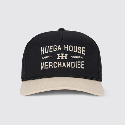 Huega House Range | Natural & Black Snapback Hat - Mid Profile