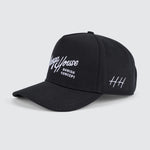 Huega House Retro Script | Everyday Black Snapback Hat - High Profile