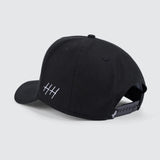 Huega House Retro Script | Everyday Black Snapback Hat - High Profile
