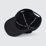 Huega House Retro Script | Everyday Black Snapback Hat - High Profile