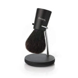 Vie-Long Nordik Horse Hair Shave Brush Gift Set - Modern Black Handle & Stand