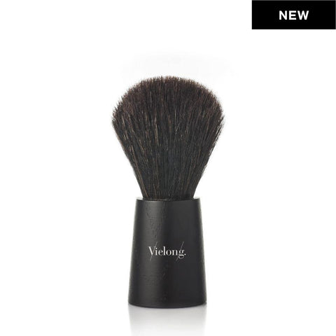 Vie-Long Nordik Horse Hair Shave Brush Gift Set - Modern Black Handle & Stand