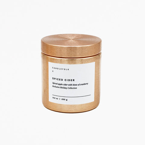 Candlefolk Spiced Cider Scented Soy Candle with Wood Wick in a 9 oz Metal Tin
